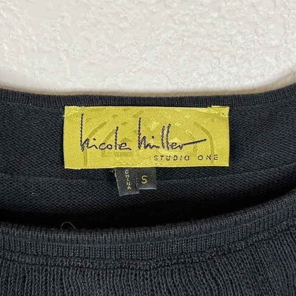 Nicole Miller Studio One Black Ruffle Knit Sheath Dress Size S - Picture 5 of 6